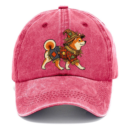 One Shiba Inu In Halloween Costume Scarecrow Costume With Straw Patches And A Plaid Shirt Halloween Dog Parade Classic Cap – Pomegranate Blush