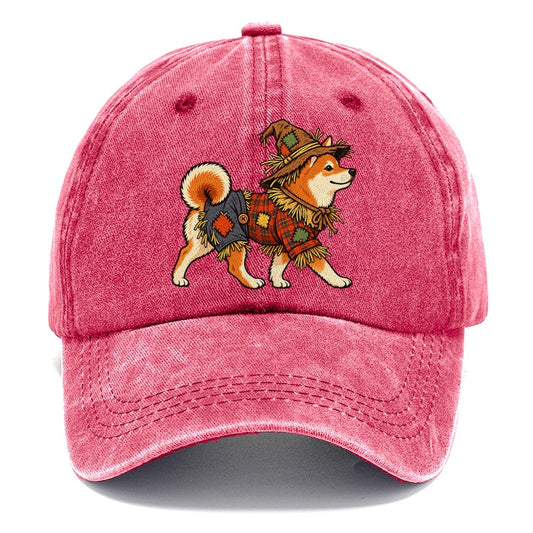 One Shiba Inu In Halloween Costume Scarecrow Costume With Straw Patches And A Plaid Shirt Halloween Dog Parade Classic Cap – Pomegranate Blush