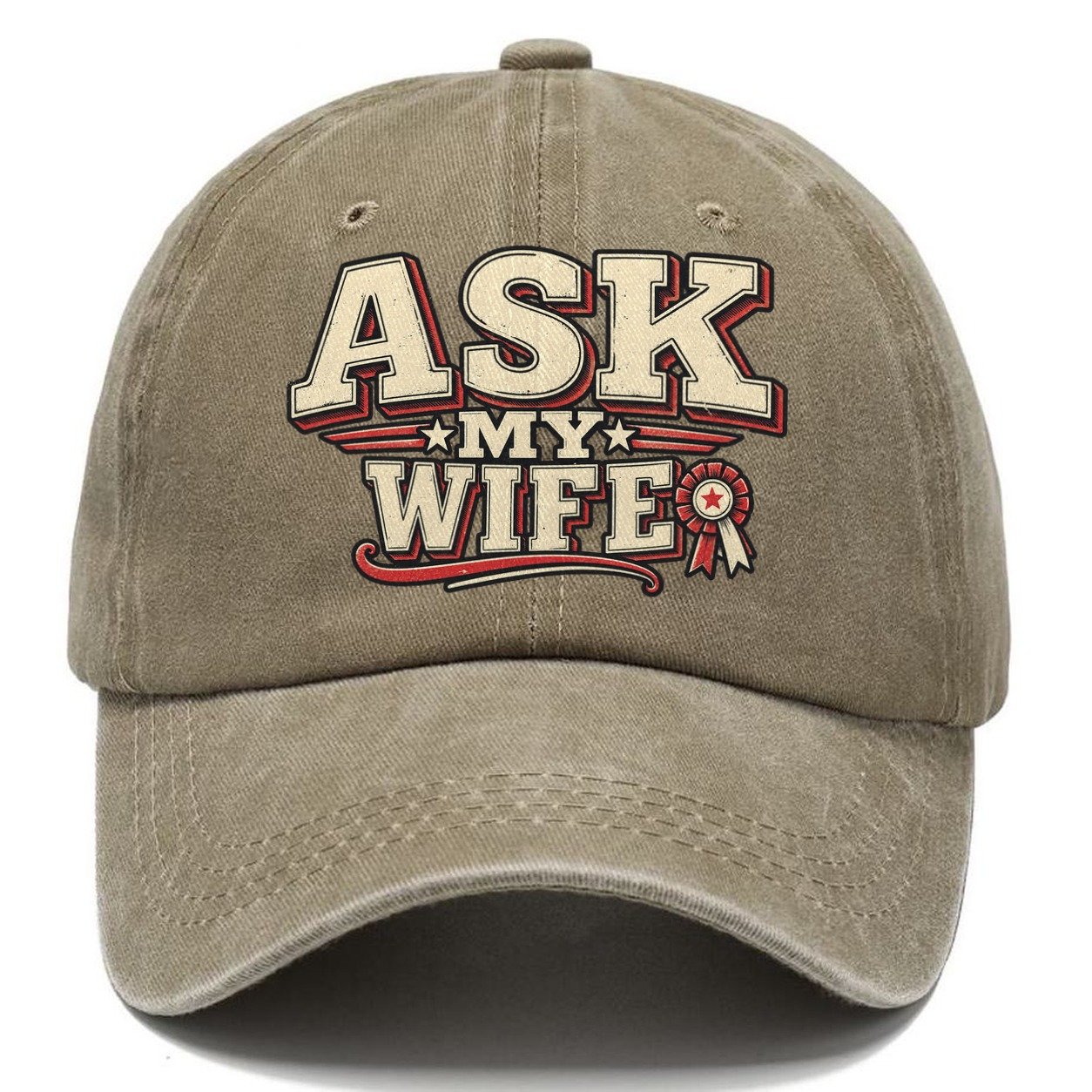 Ask My Wife American Wit Classic Cap – Warm Sand