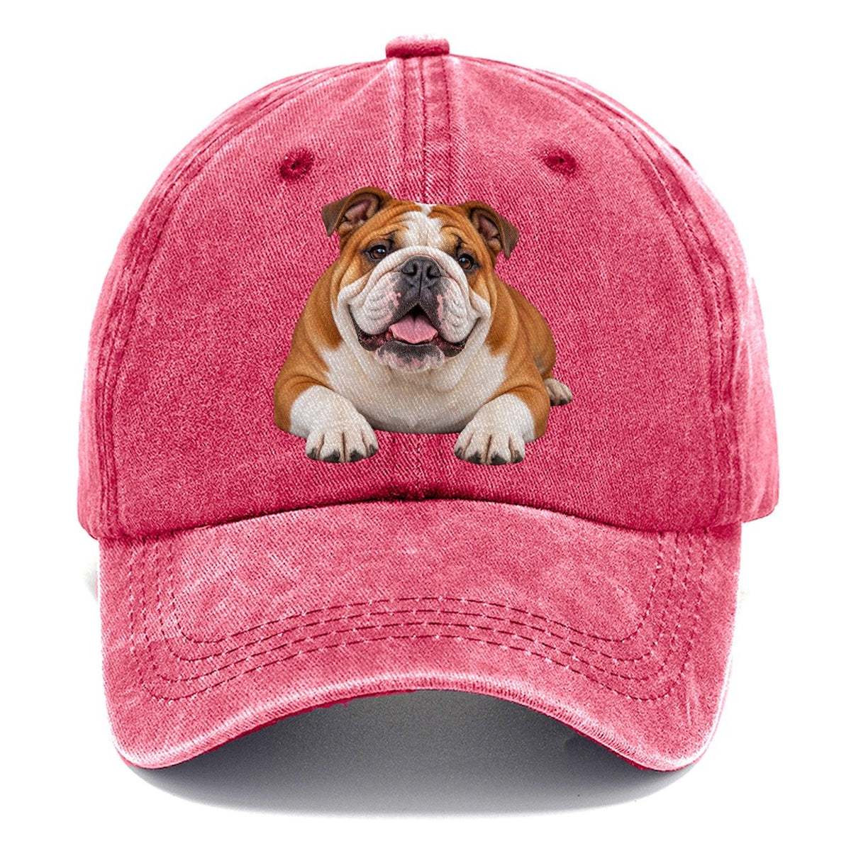 English Bulldog Lying Down Top Breeds Classic Cap – Pomegranate Blush