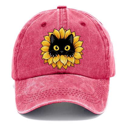 Black Cat Sunflower Fan Favorites Classic Cap – Pomegranate Blush