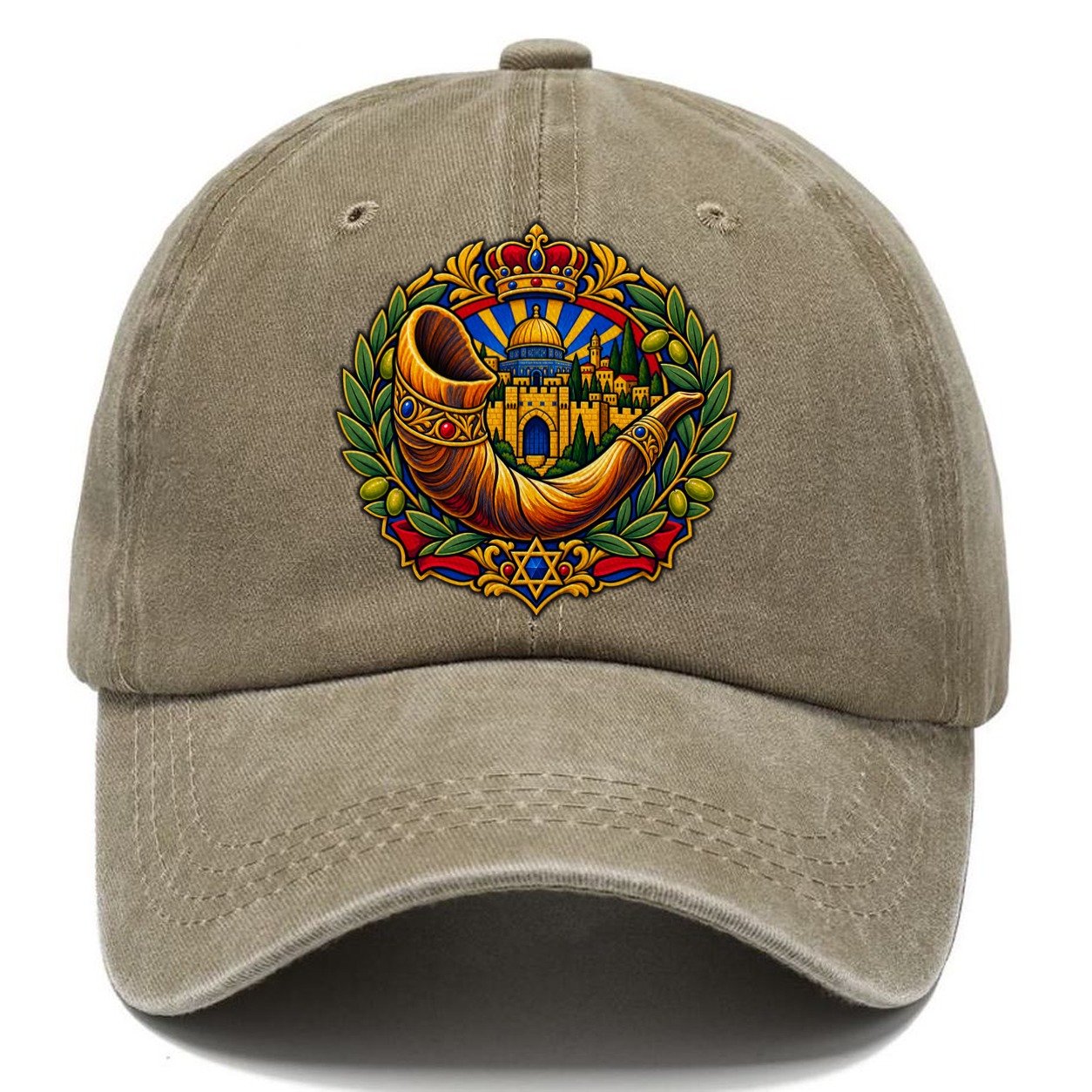 Rams Horn Shofar Jerusalem Classic Cap – Warm Sand