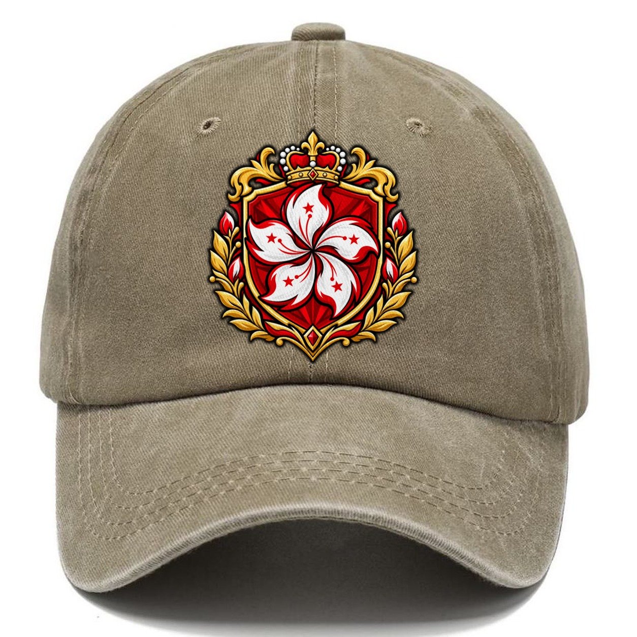 Hong Kong Heraldic Crest Country Logos Classic Cap – Warm Sand