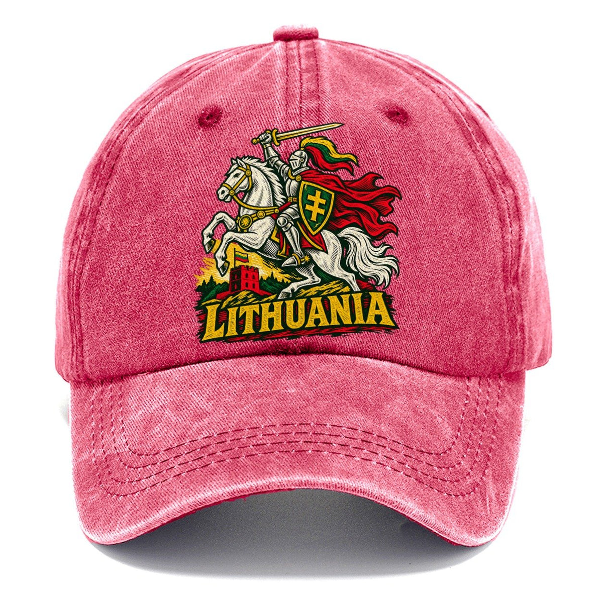 Lithuania Woodcut Badge Classic Cap – Pomegranate Blush