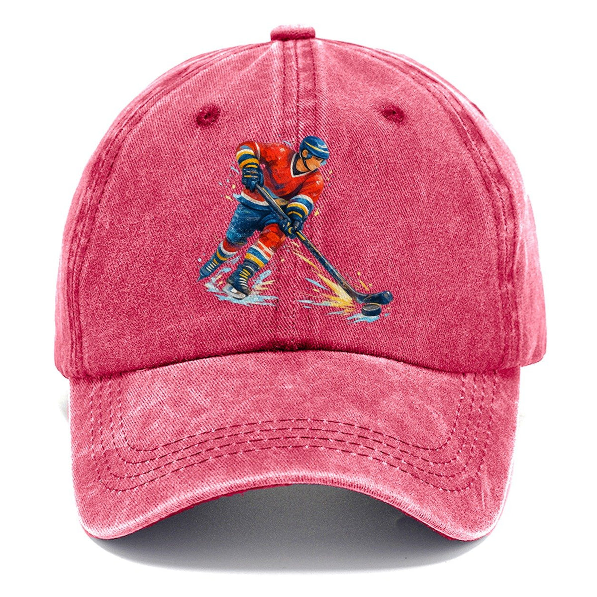 Ice Hockey Player Shooting Puck Classic Cap – Pomegranate Blush