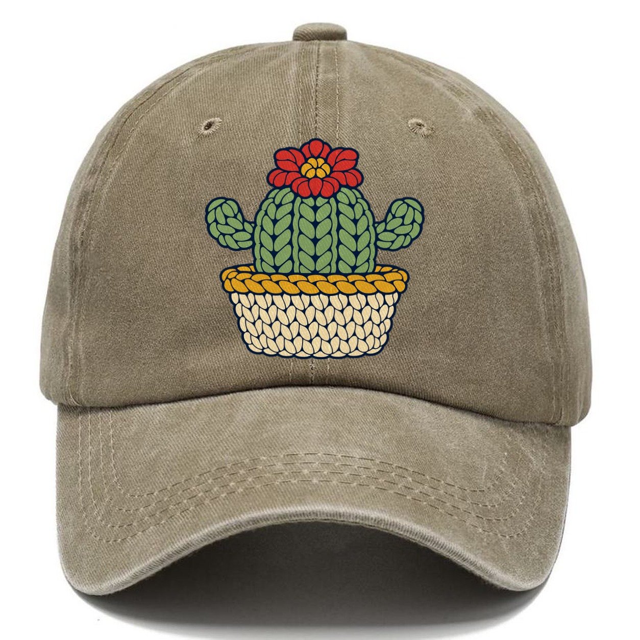 Crocheted Cactus Yarn Crafts Classic Cap – Warm Sand