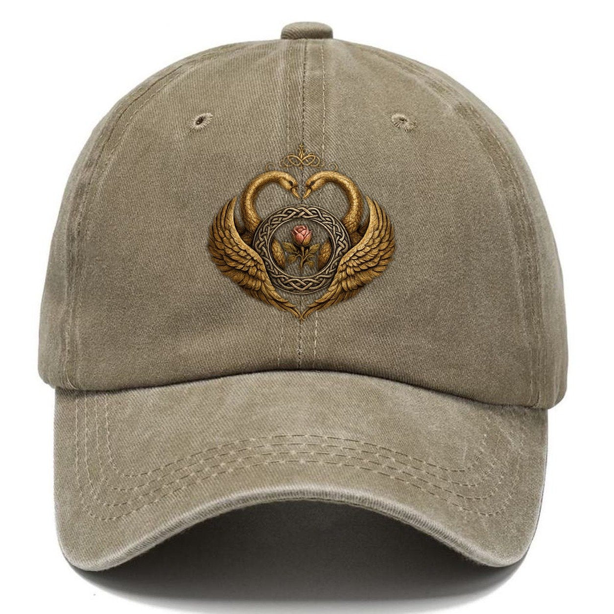 Claddagh Symbol Washed Classic Cap – Warm Sand