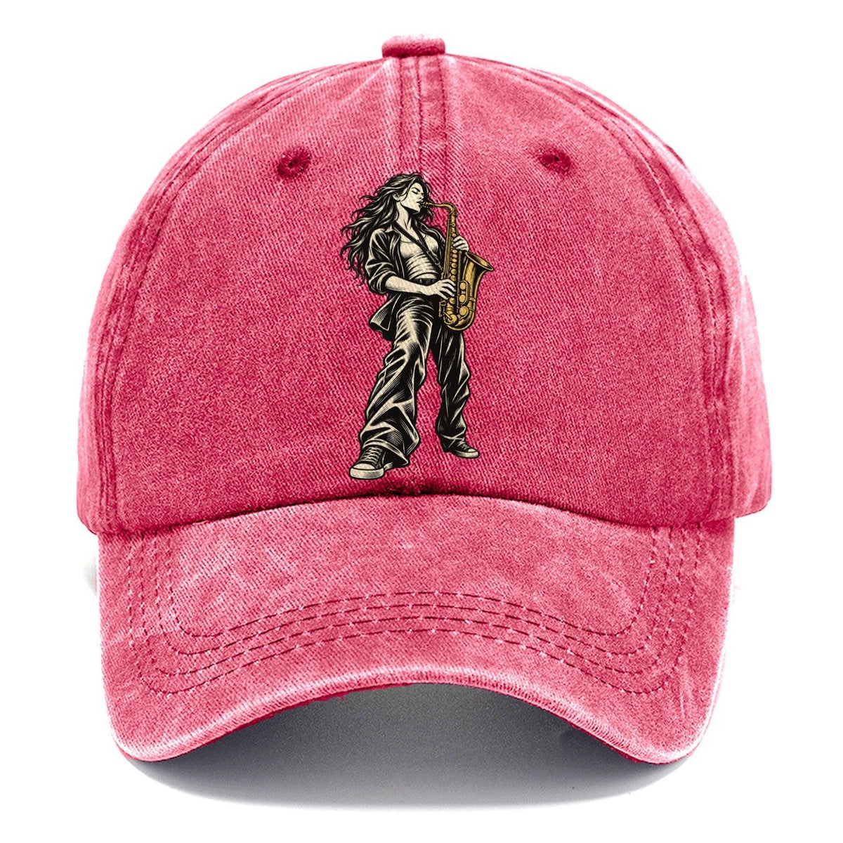 Woman Playing Saxophone Classic Cap – Pomegranate Blush