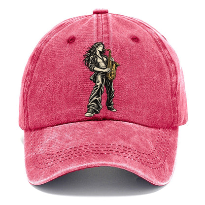 Woman Playing Saxophone Classic Cap – Pomegranate Blush