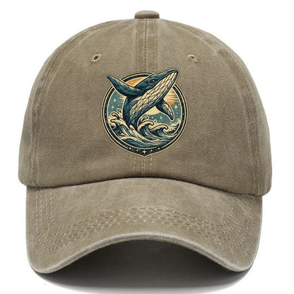 Vintage Whale Ocean Waves Classic Cap – Warm Sand