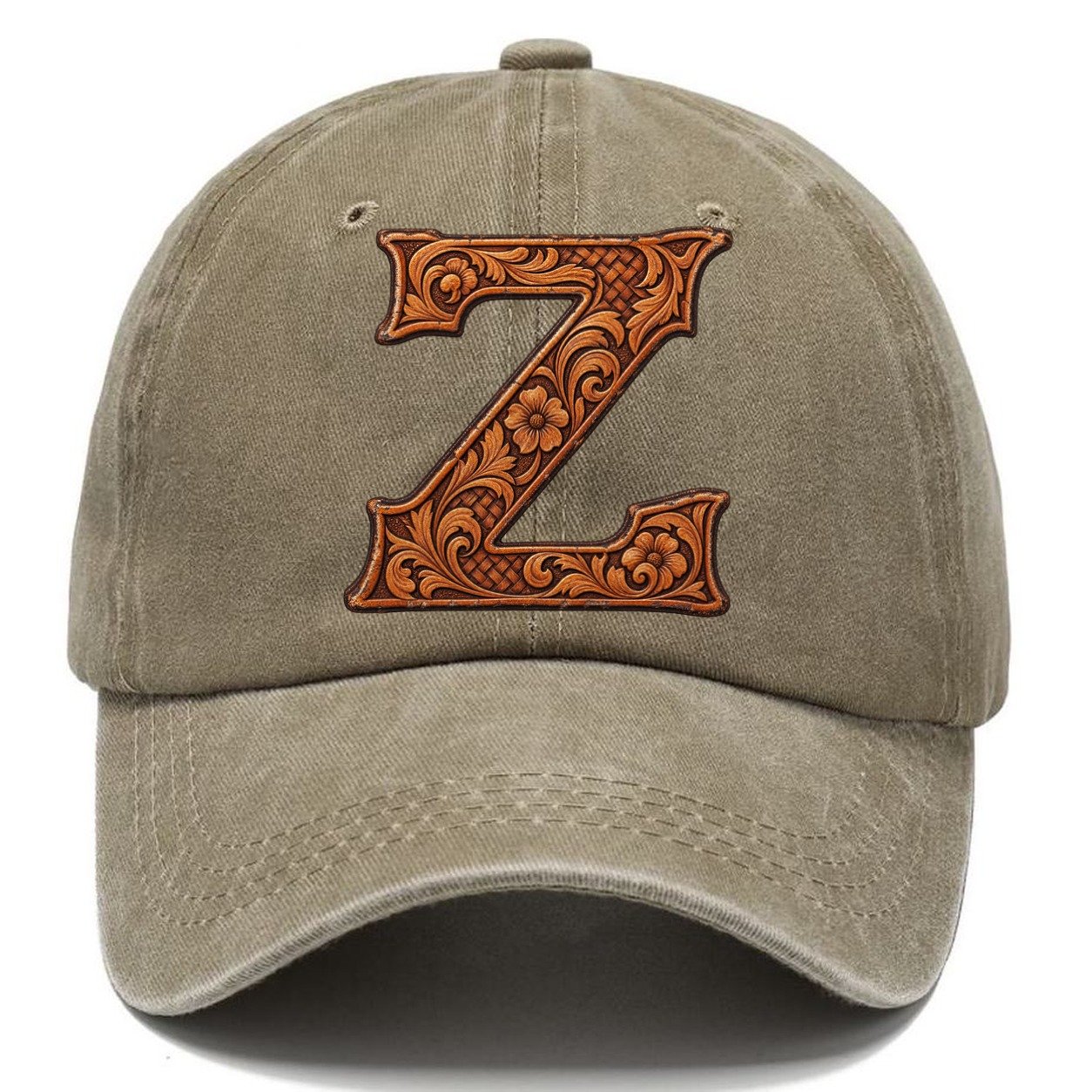 Tooled Leather Z Monogram Classic Cap – Warm Sand