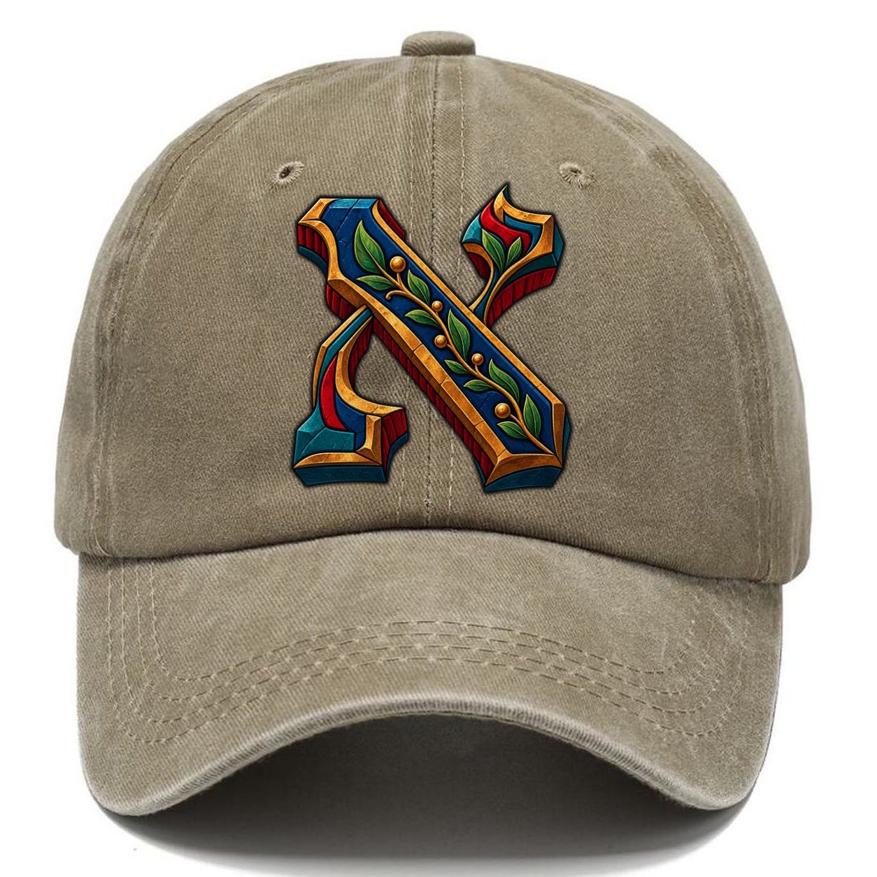Aleph Letter Monogram Judaism Heritage Classic Cap – Warm Sand
