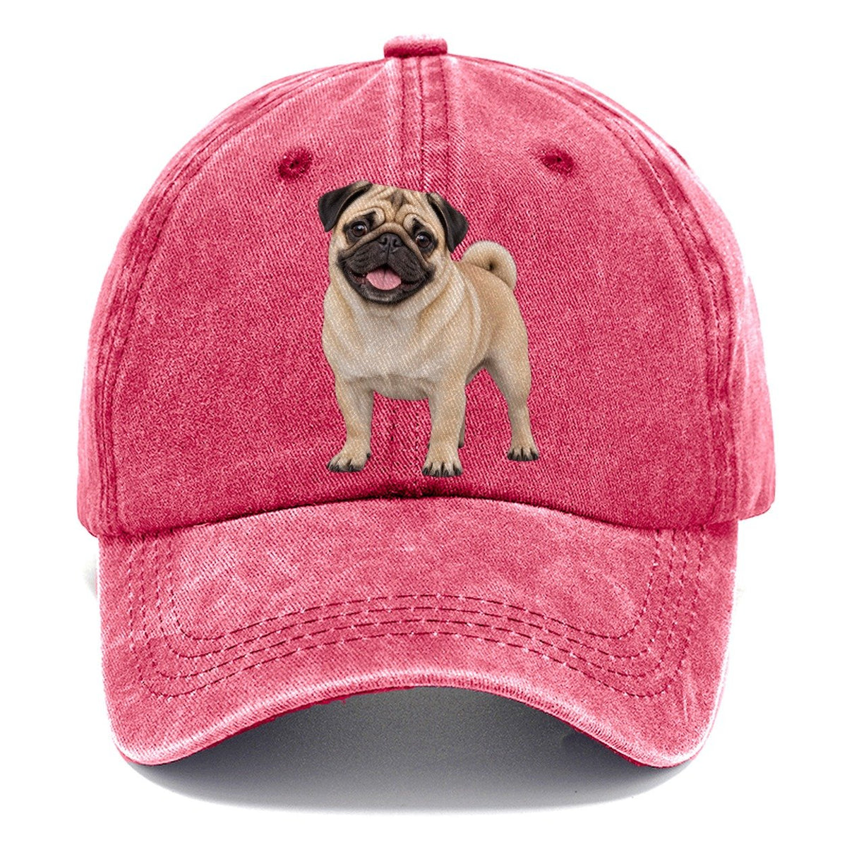 Pug Standing Top Breeds Classic Cap – Pomegranate Blush