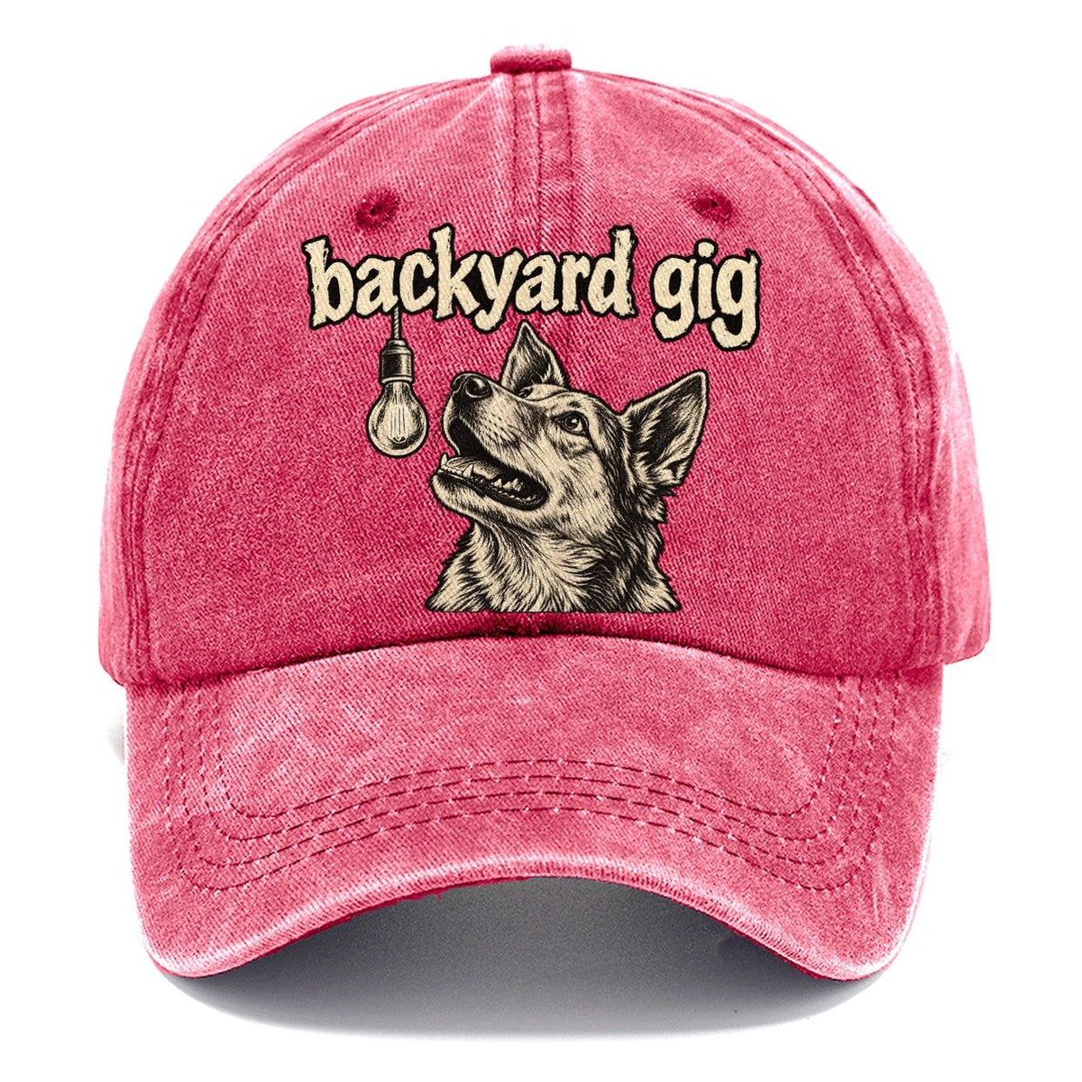 A Dog Head Lit From Above By A Single Hanging Bulb Bark For Me Classic Cap – Pomegranate Blush