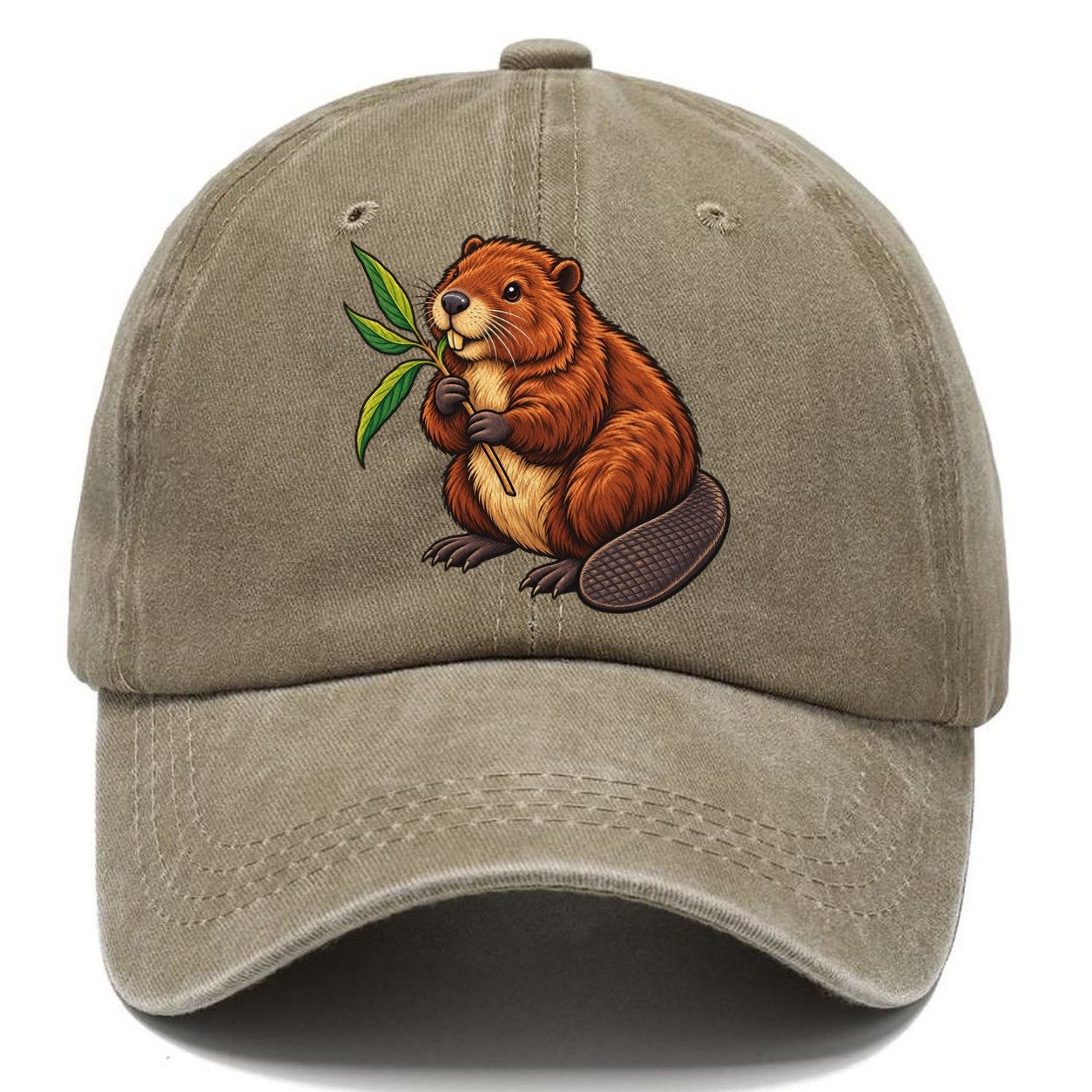 North American Beaver And Willow Sprig Canada Cultural Icons Classic Cap – Warm Sand