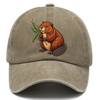 North American Beaver And Willow Sprig Canada Cultural Icons Classic Cap – Warm Sand