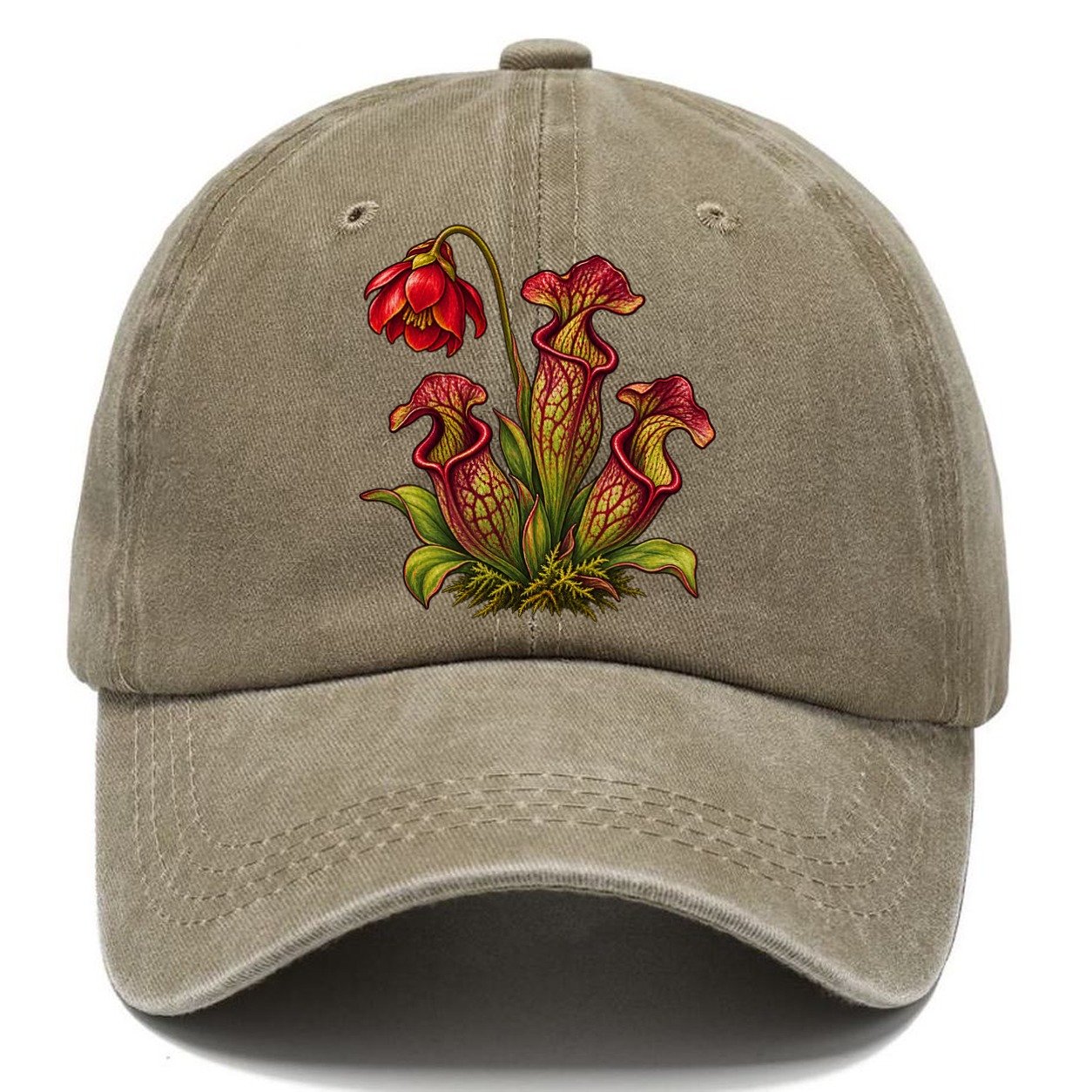 Newfoundland And Labrador Purple Pitcher Plant Canada Cultural Icons Classic Cap – Warm Sand