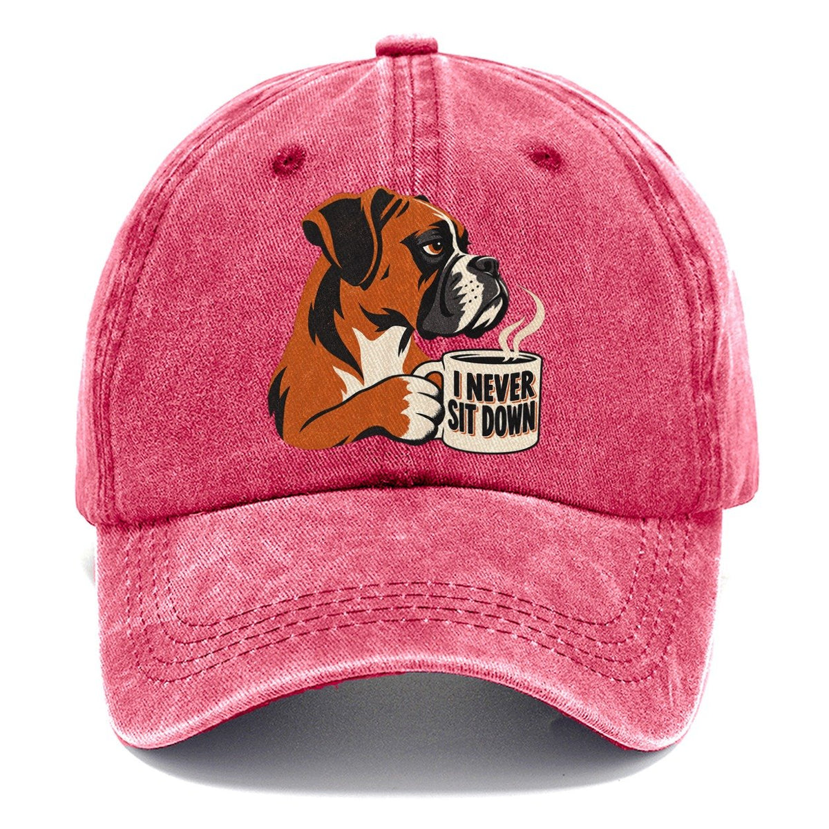 Boxer Dog I Never Sit Down Coffee Classic Cap – Pomegranate Blush