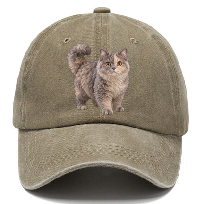 Selkirk Rex Standing Three Quarter Realistic Cat Portrait Classic Cap – Warm Sand