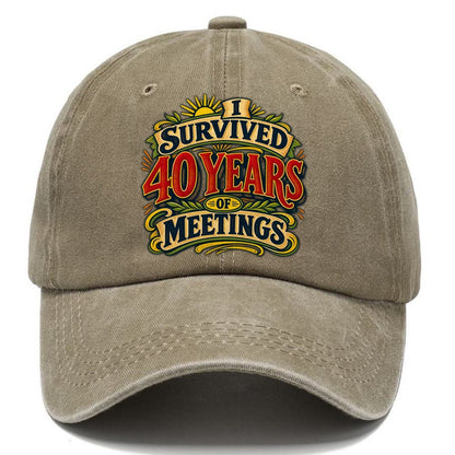 I Survived 40 Years Of Meetings Retired Living Classic Cap – Warm Sand