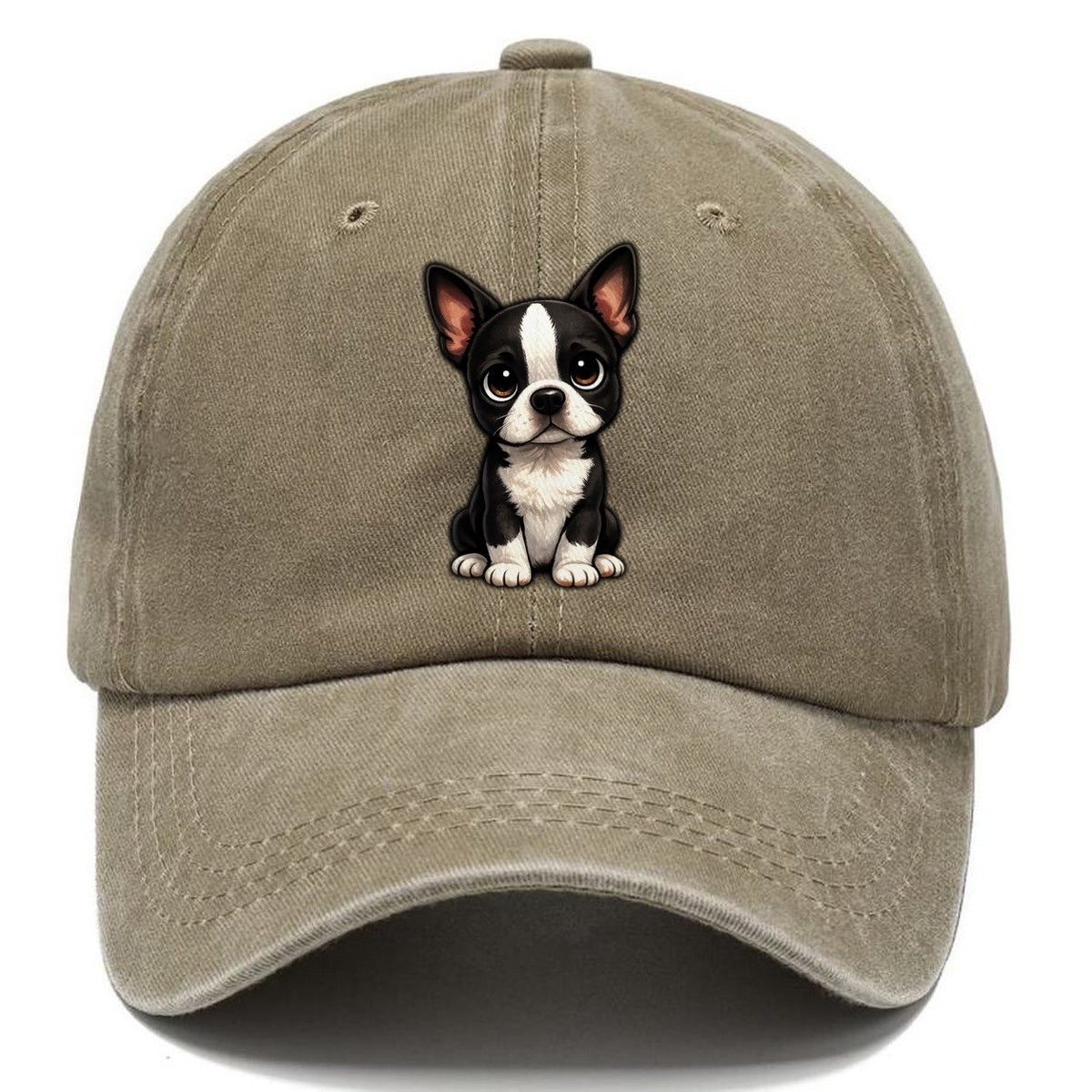 Boston Terrier Sitting Sweetheart Classic Cap – Warm Sand