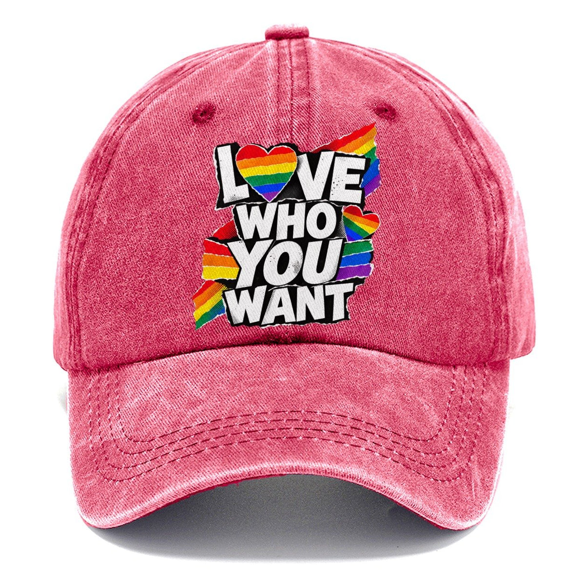 Love Who You Want Rainbow Heart Classic Cap – Pomegranate Blush