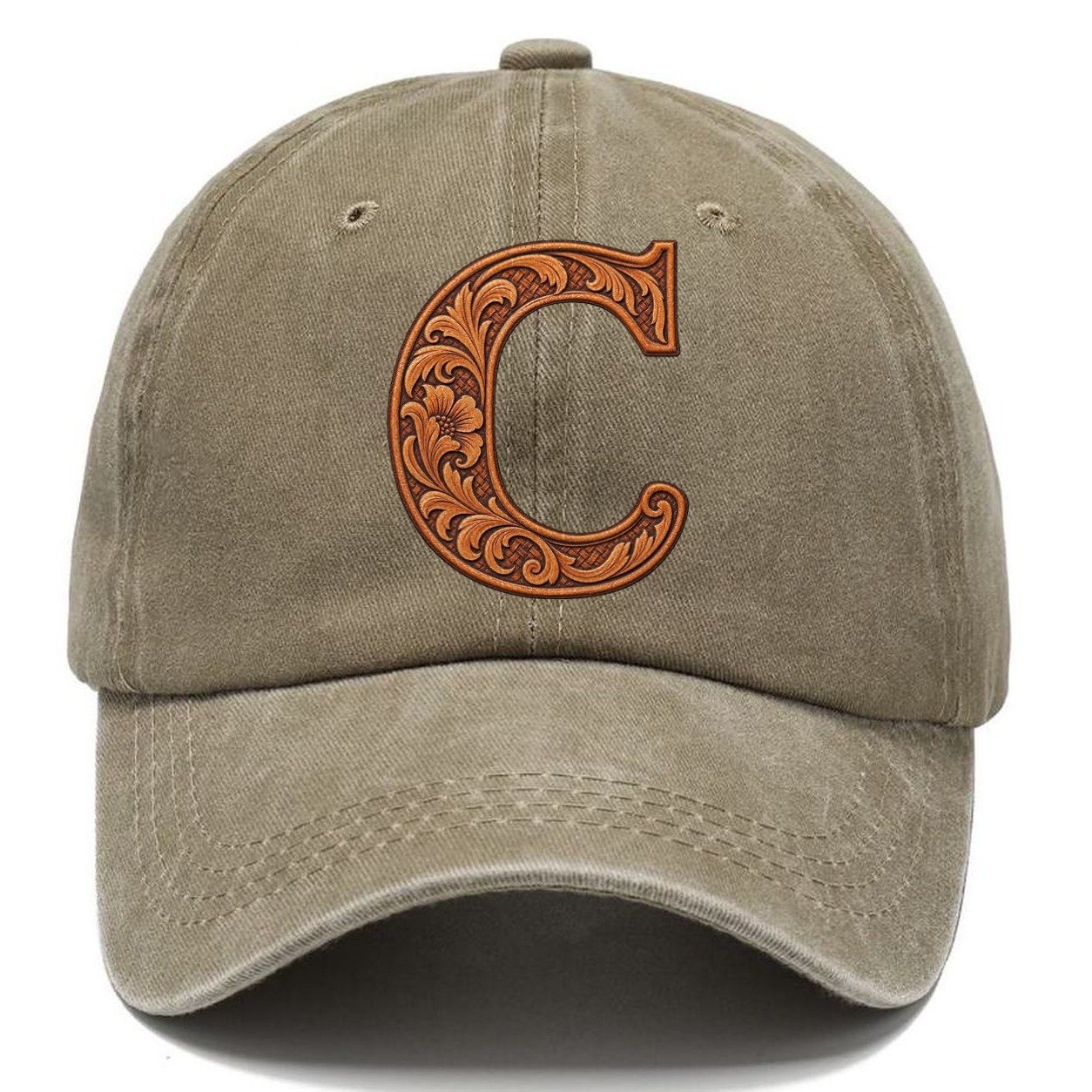 Tooled Leather C Monogram Classic Cap – Warm Sand