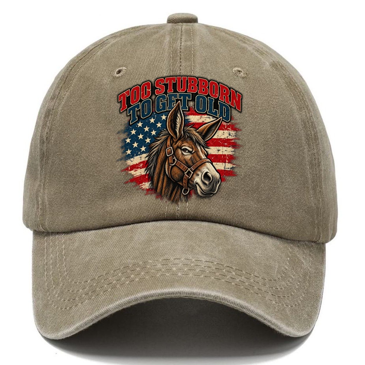 Too Stubborn To Get Old Old Man Strong Classic Cap – Warm Sand