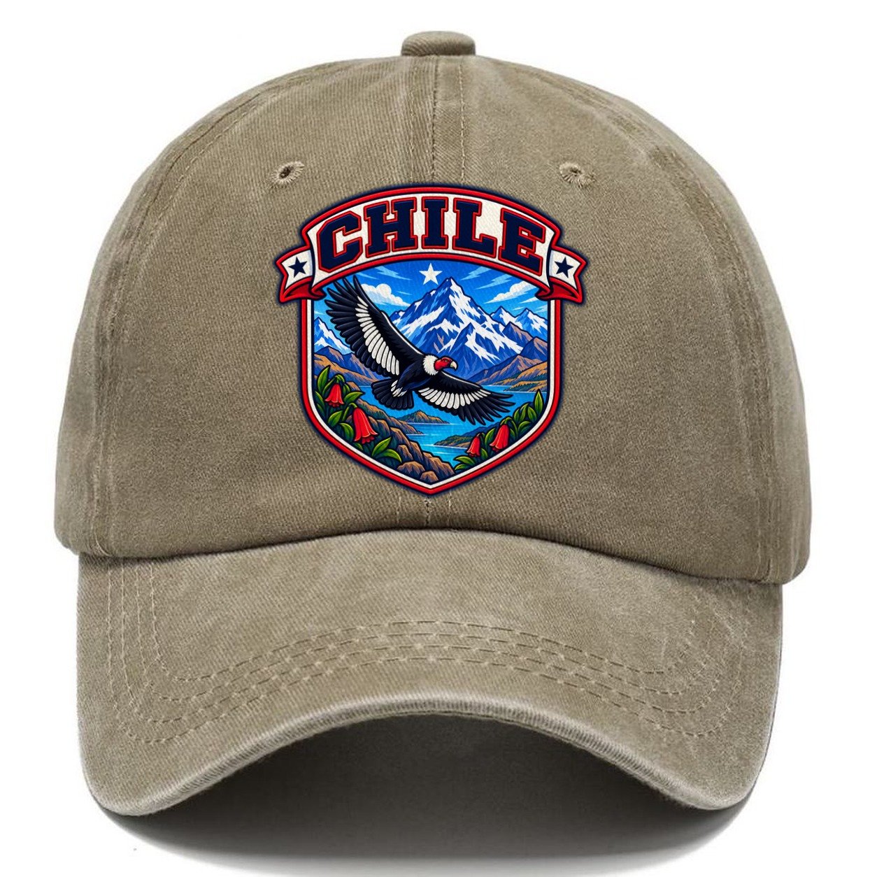 Chile Retro Badge Country Logos Classic Cap – Warm Sand