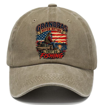 Grandpas Never Retire They Go Fishing Old Man Strong Classic Cap – Warm Sand