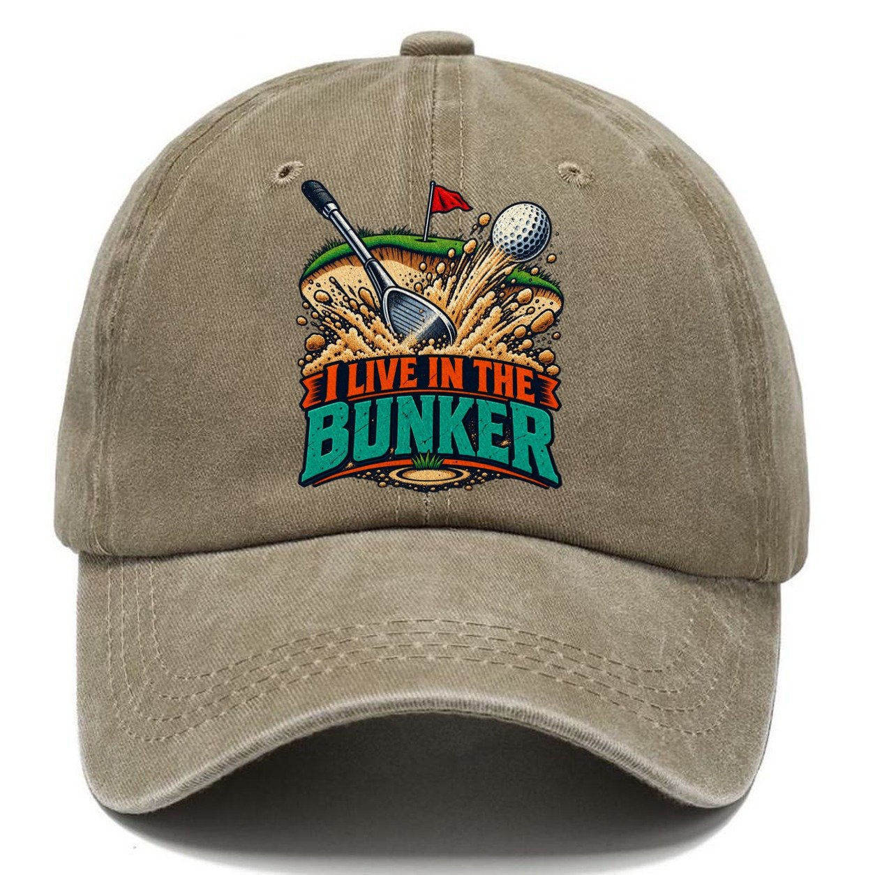 I Live In The Bunker Golf Life Classic Cap – Warm Sand