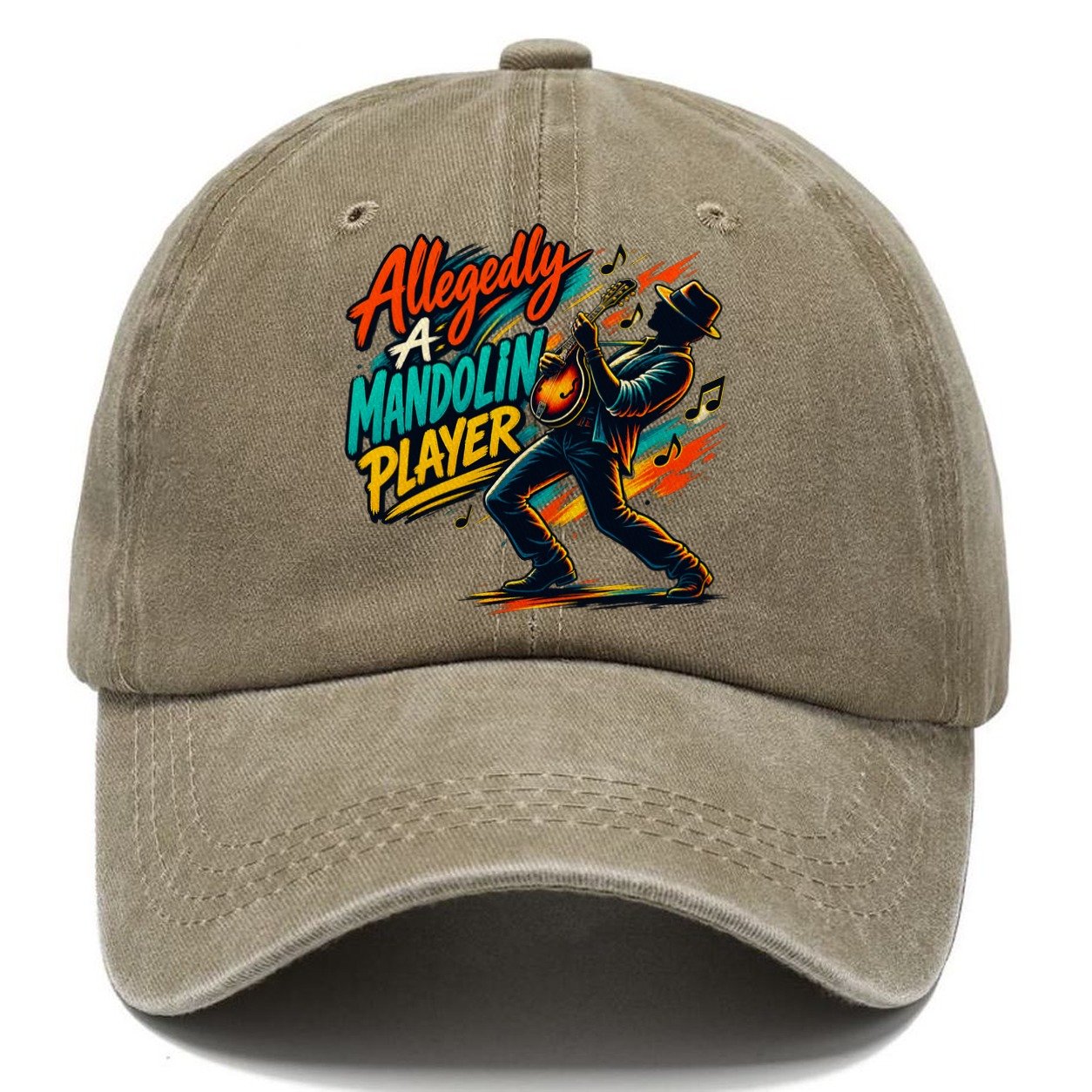 Allegedly A Mandolin Player Music Instruments Classic Cap – Warm Sand