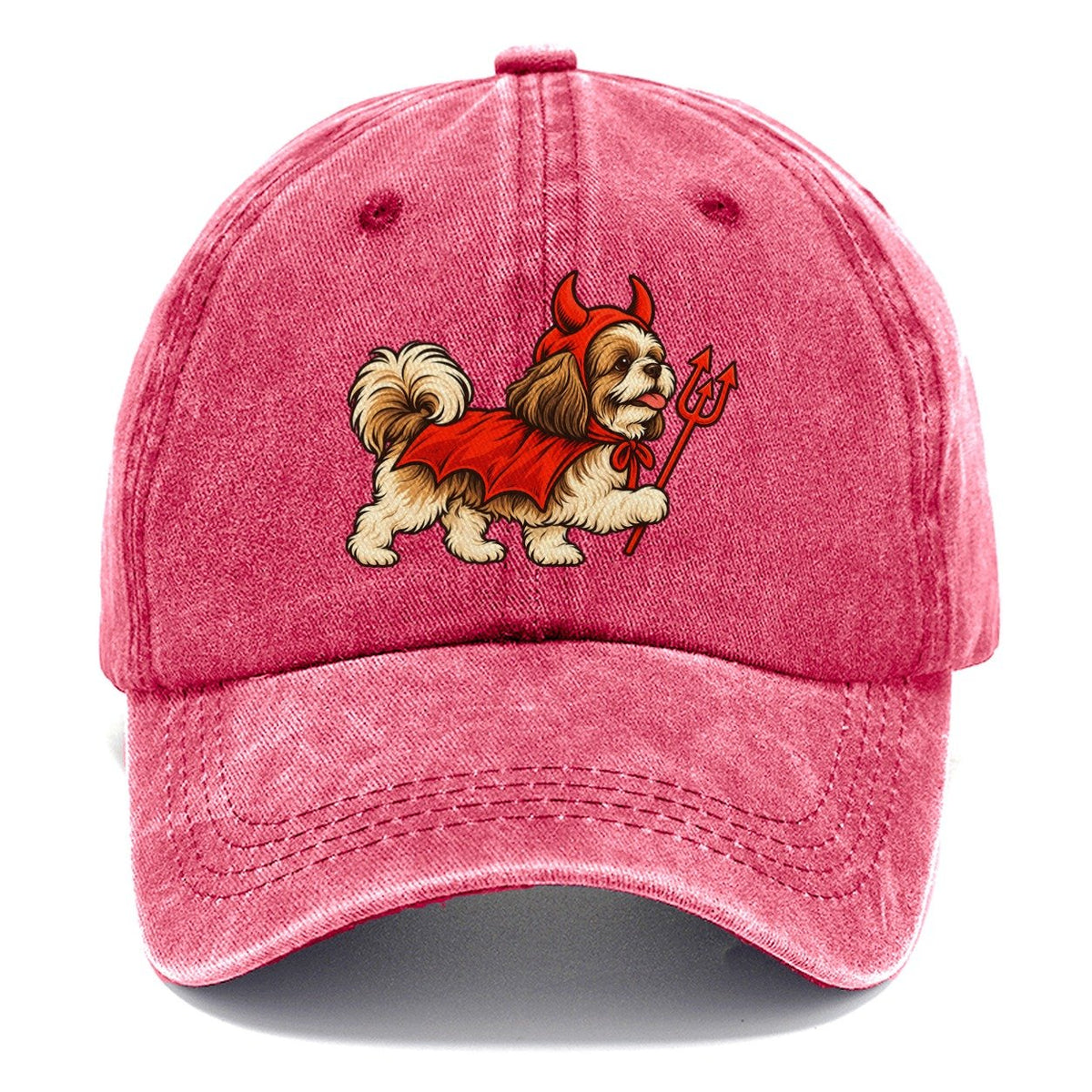 One Shih Tzu In Halloween Costume Little Devil With Horns And A Pitchfork Prop Halloween Dog Parade Classic Cap – Pomegranate Blush
