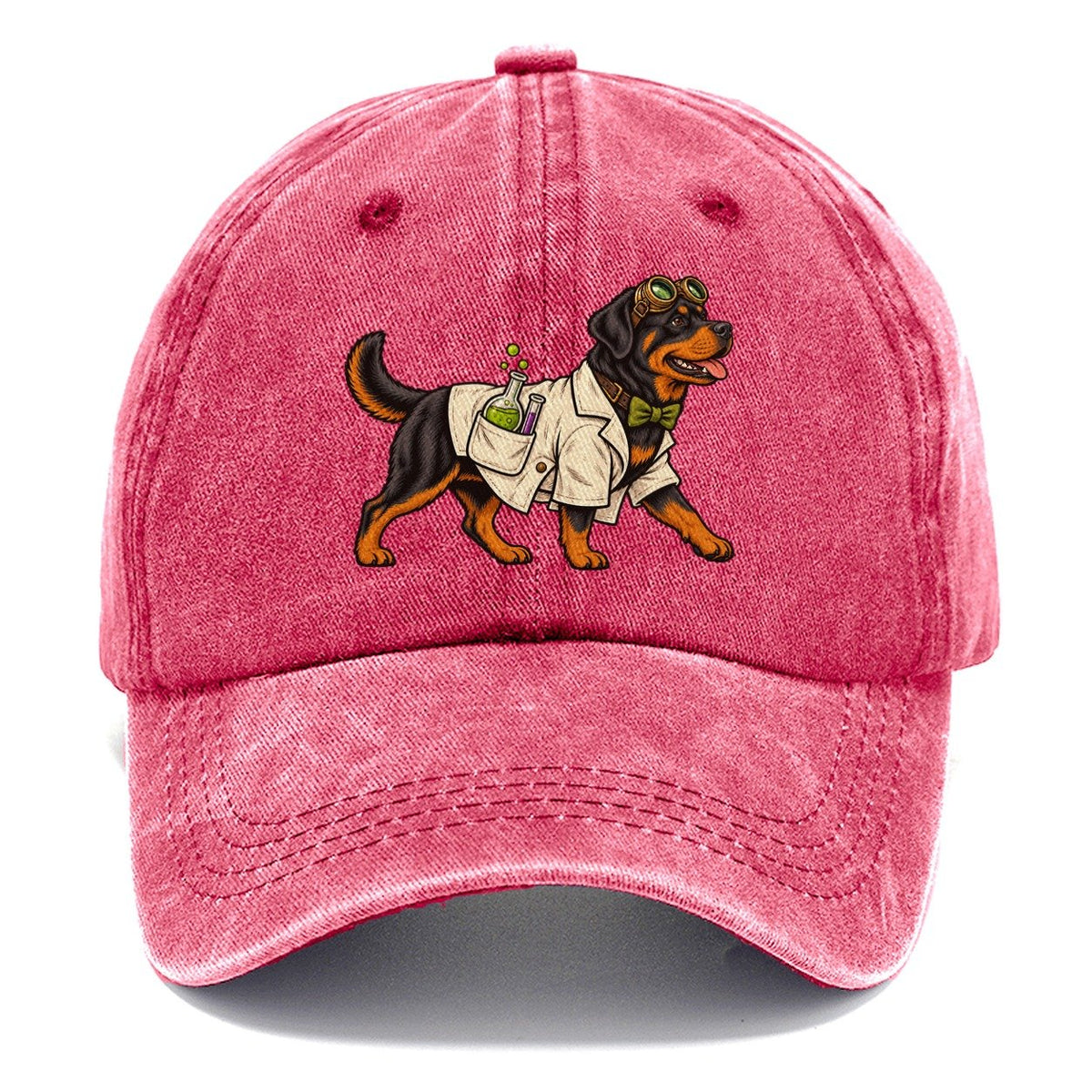 One Rottweiler In Halloween Costume Mad Scientist Costume With A Tiny Lab Coat And Goggles Halloween Dog Parade Classic Cap – Pomegranate Blush