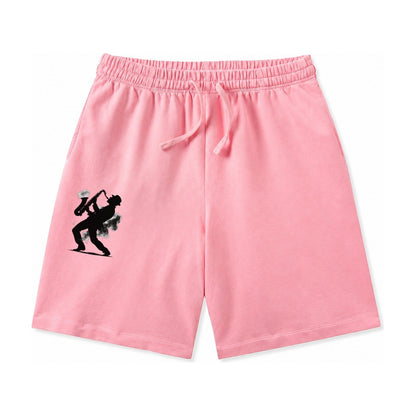 Saxophonist Playing Jazz In Smoky Room Washed Shorts – Pink