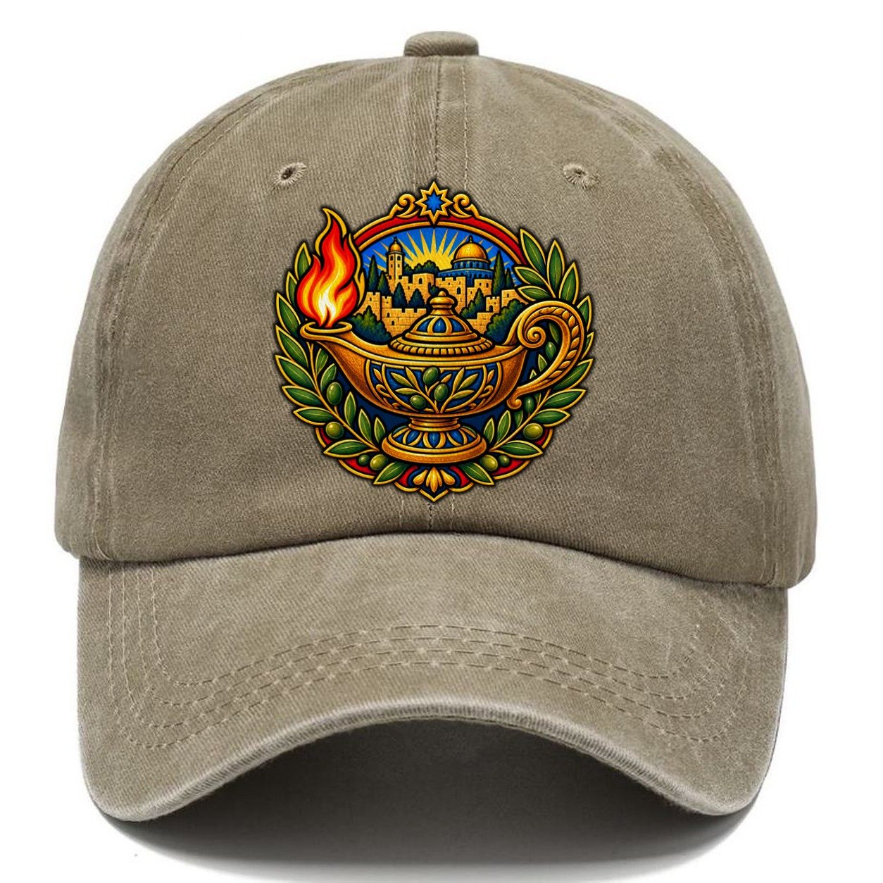 Ancient Oil Lamp Jerusalem Classic Cap – Warm Sand