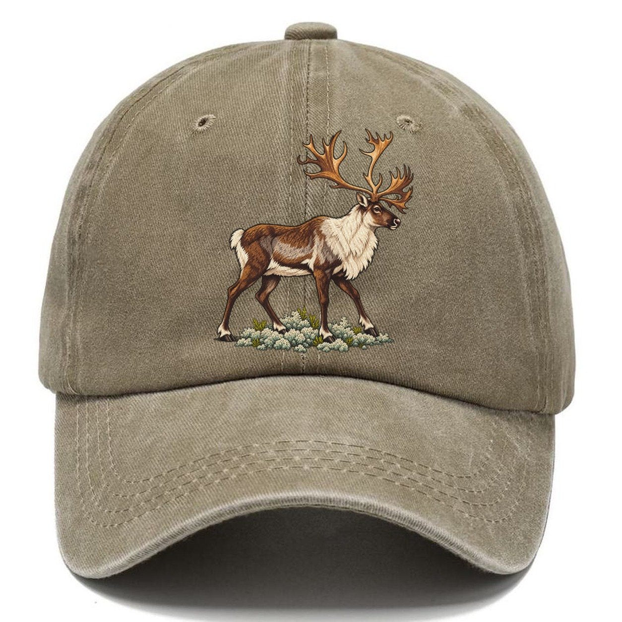 Woodland Caribou And Reindeer Lichen Canada Cultural Icons Classic Cap – Warm Sand