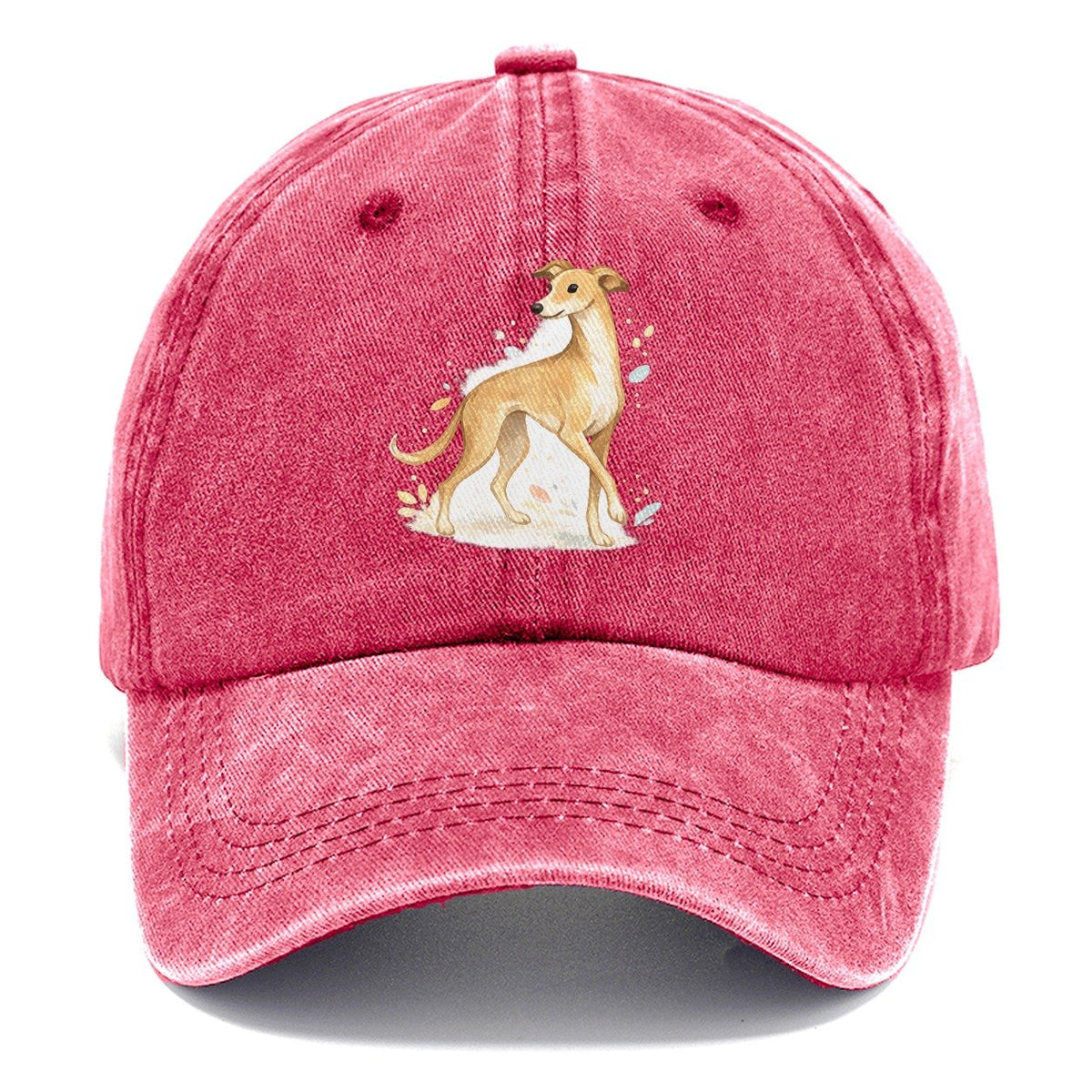 Watercolor Whippet Dog Classic Cap – Pomegranate Blush