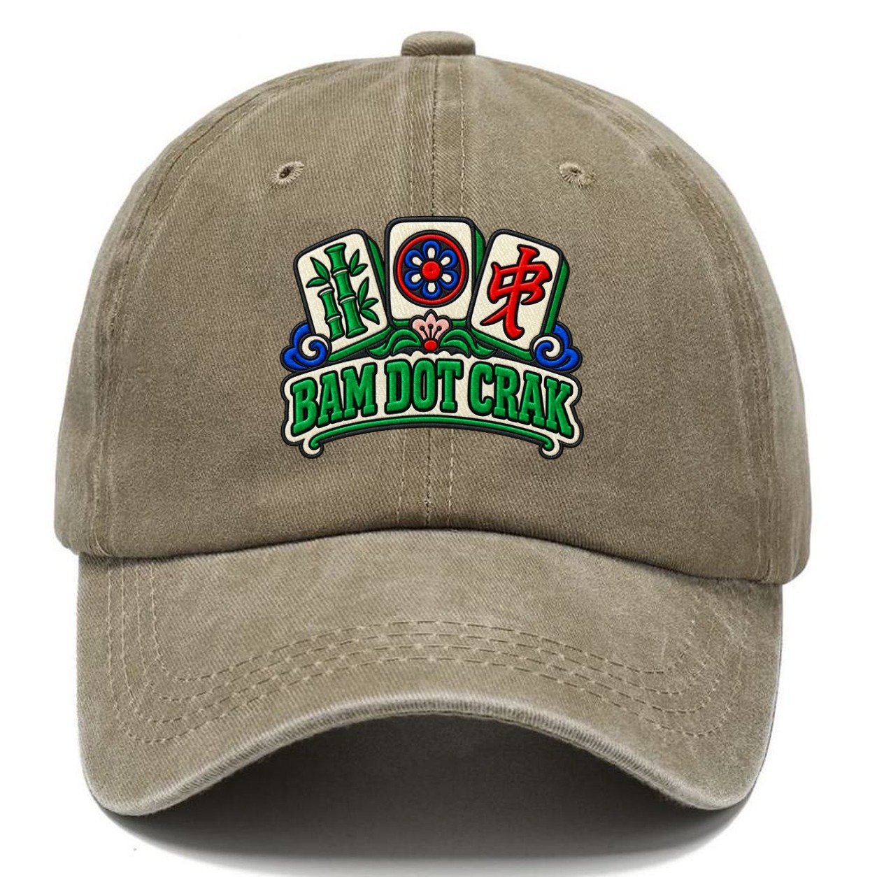 Bam Dot Crak Mahjong Game Night Classic Cap – Warm Sand