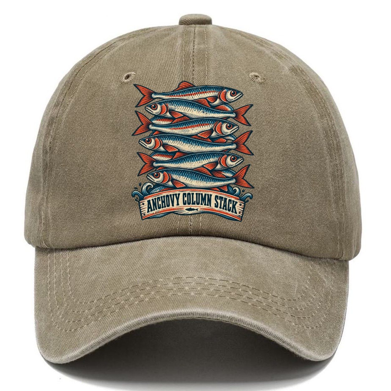 Anchovy Column Stack Fishing Club Classic Cap – Warm Sand