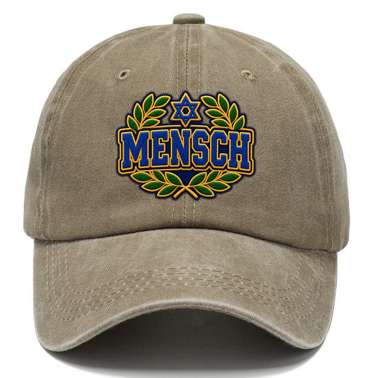 Mensch Badge Judaism Heritage Classic Cap – Warm Sand