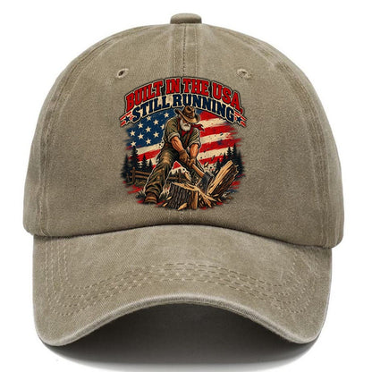 Built In The Usa Still Running Old Man Strong Classic Cap – Warm Sand