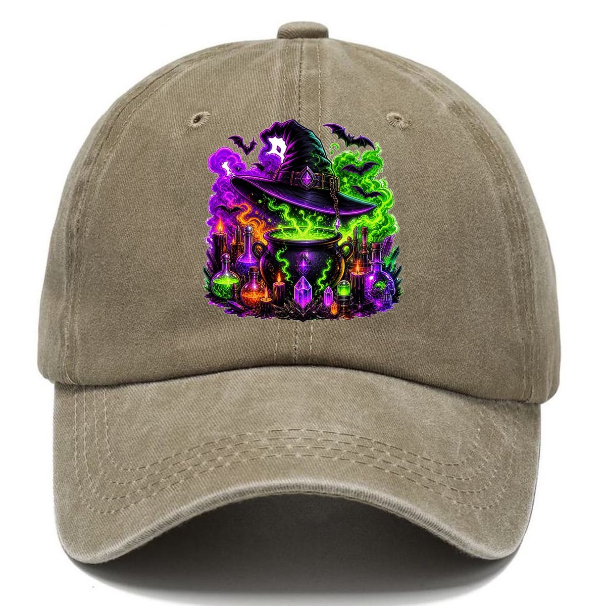 Neon Witch Cauldron Crystal Classic Cap – Warm Sand