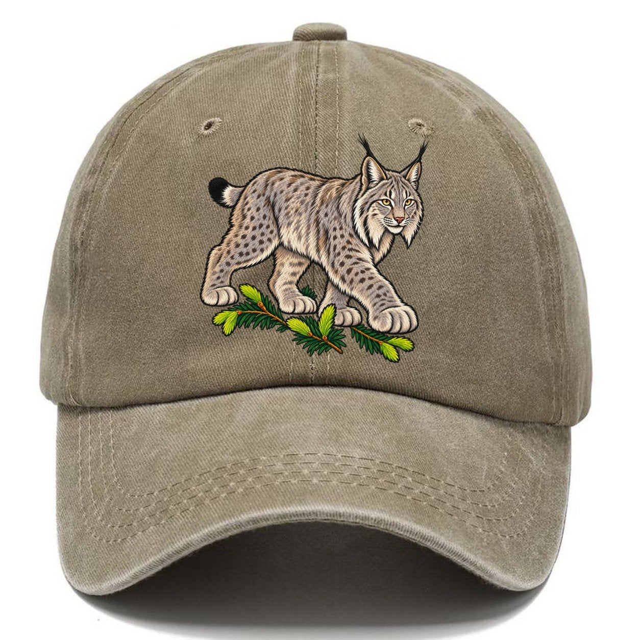 Canada Lynx And Spruce Tips Canada Cultural Icons Classic Cap – Warm Sand