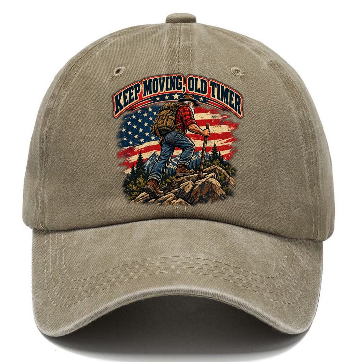 Keep Moving Old Timer Old Man Strong Classic Cap – Warm Sand