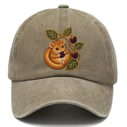 British Hedgerow Dormouse And Blackberries Uk Culture Heritage Classic Cap – Warm Sand