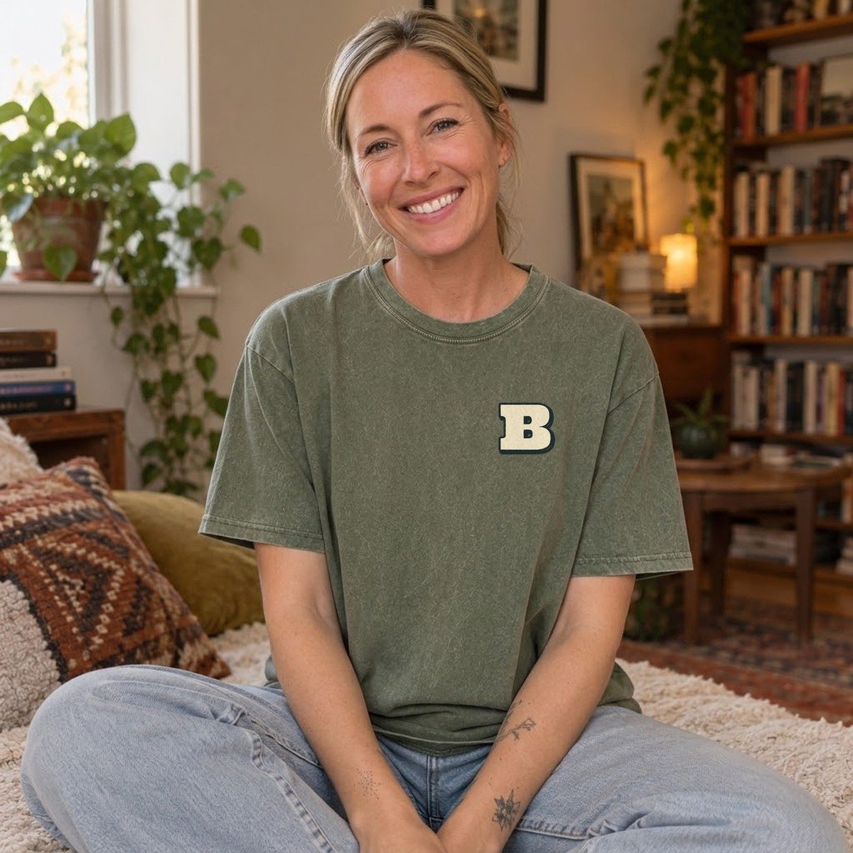 Army Green — worn by a model