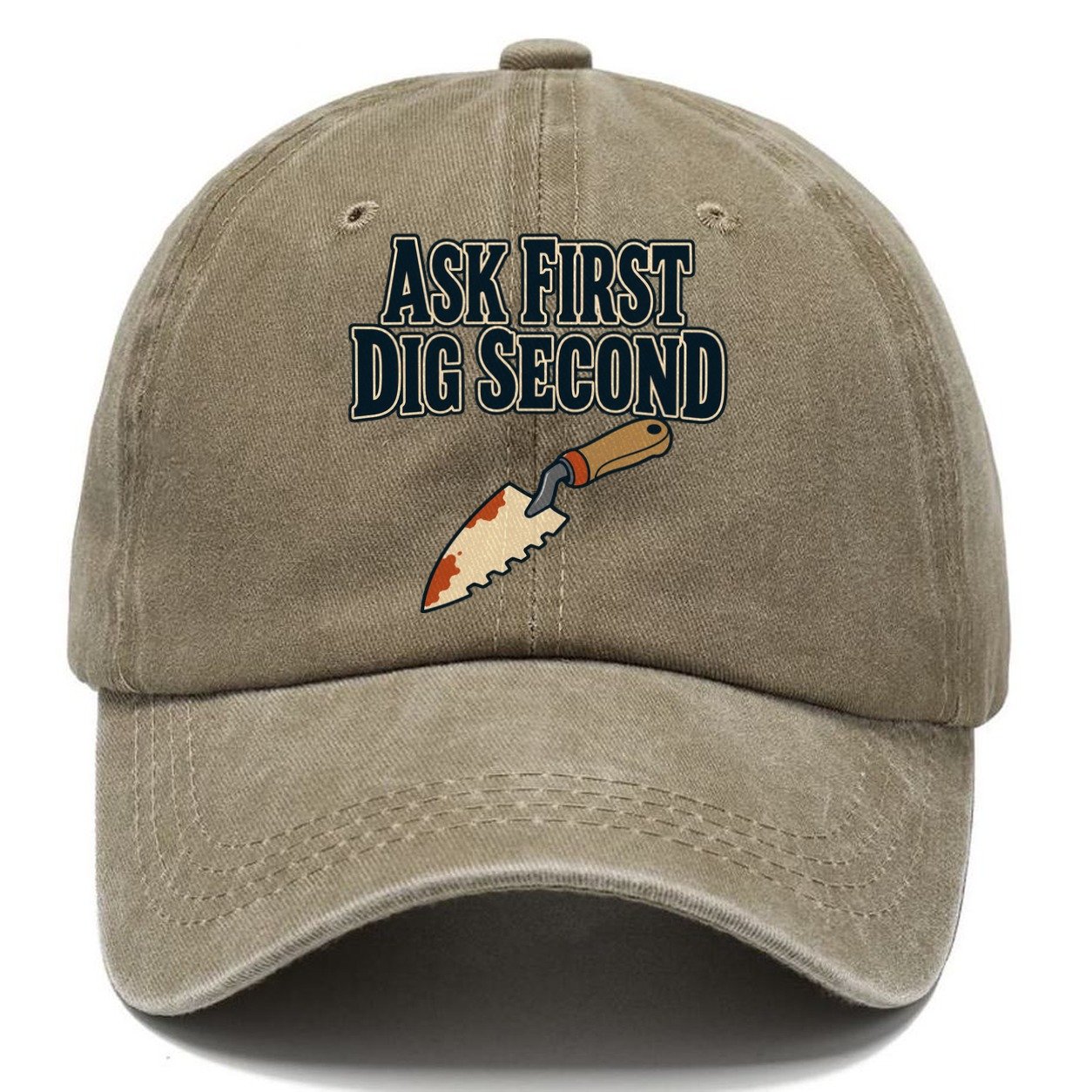 Ask First Dig Second Treasure Hunting Classic Cap – Warm Sand