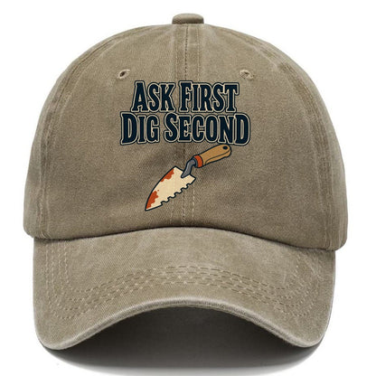 Ask First Dig Second Treasure Hunting Classic Cap – Warm Sand