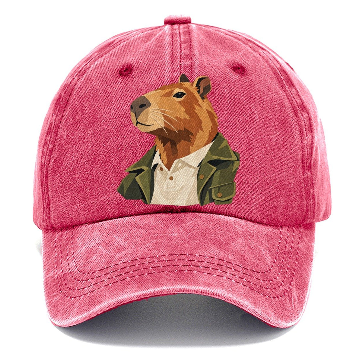 Capybara in Green Jacket Classic Cap – Pomegranate Blush